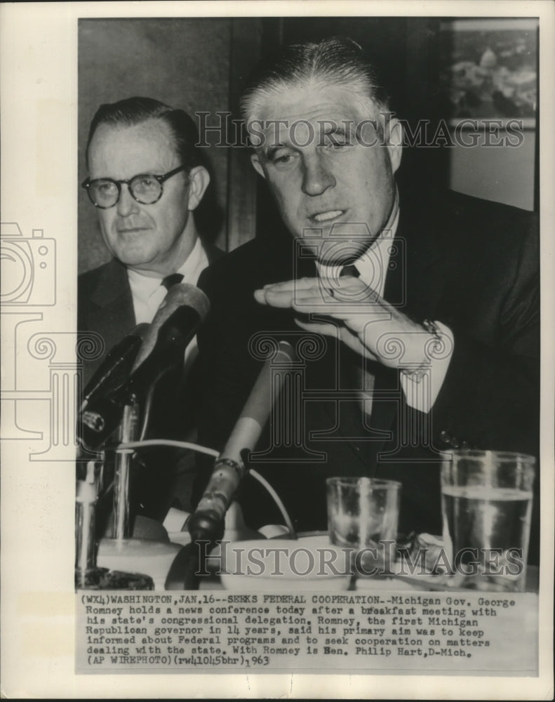 1963 Press Photo Gov. George Romney met with Michigan congressional delegation- Historic Images