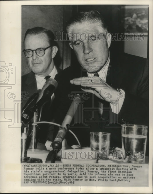 1963 Press Photo Gov. George Romney met with Michigan congressional delegation- Historic Images