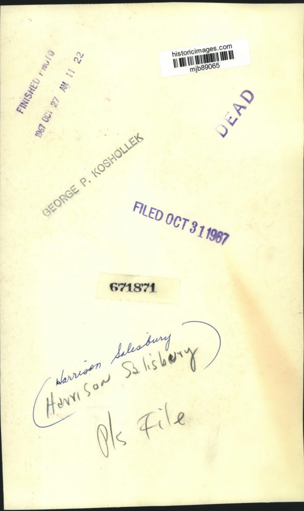 1967 Press Photo Pulitzer Prize winning author, Harrison Salisbury. - mjb89065