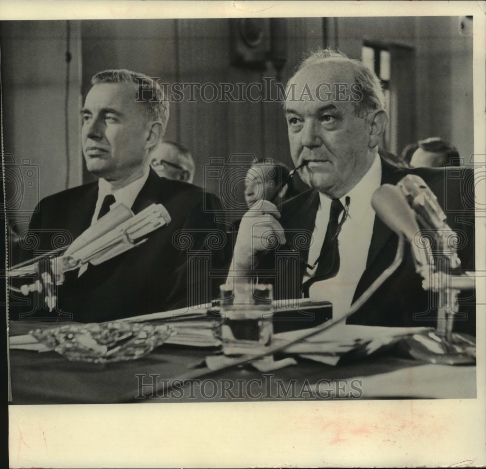 1966 Press Photo Dean Rusk testifying on foreign aid bill., - mjb89401