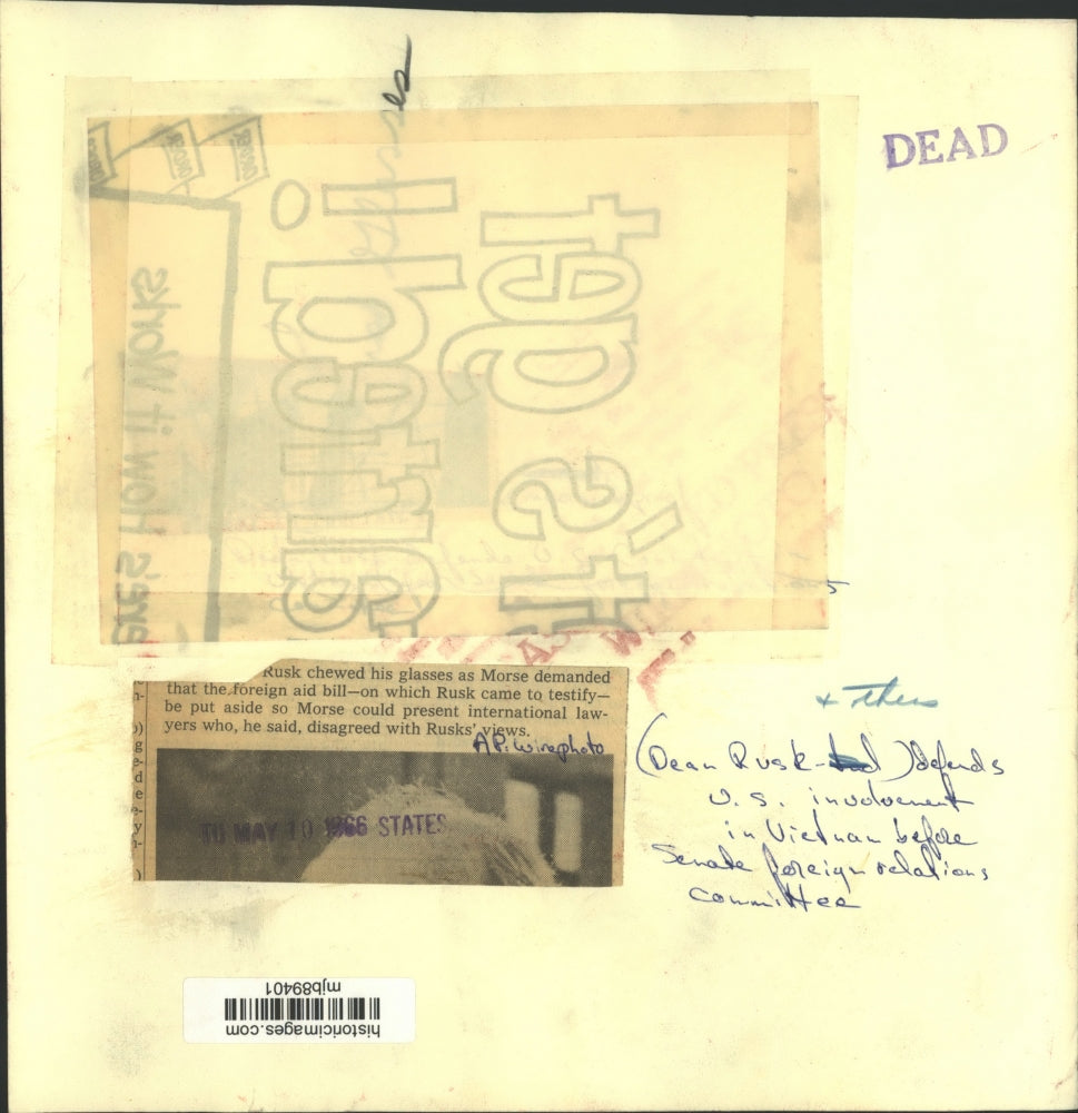 1966 Press Photo Dean Rusk testifying on foreign aid bill., - mjb89401