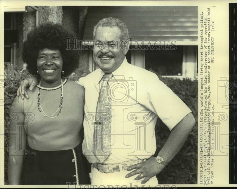 1971 Press Photo World's longest living heart transplant patient Louis Russell