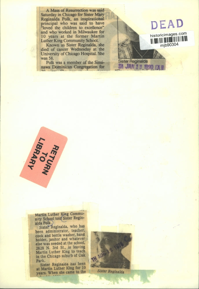 Load image into Gallery viewer, 1974 Press Photo A smiling Sister Reginaida Polk is leaving Martin Luther King.
