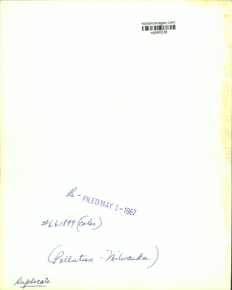 1967 Press Photo Industrial runoff pollution into river, Milwaukee Wisconsin