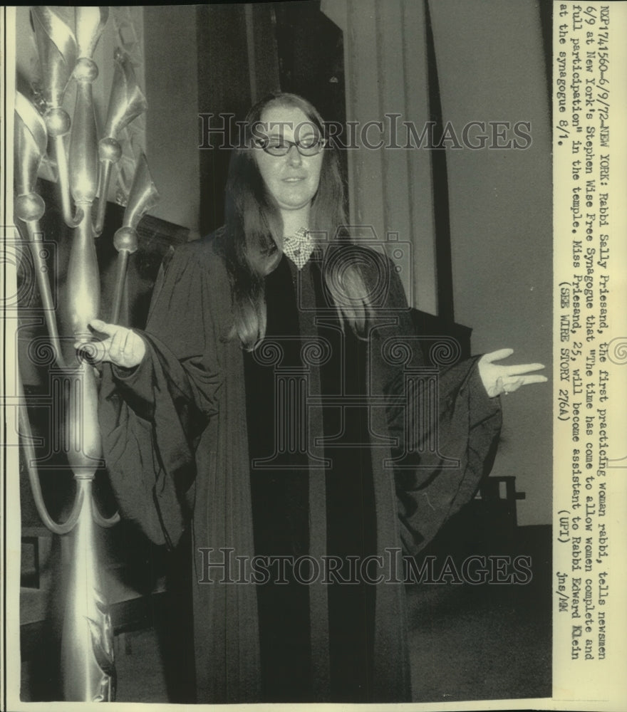 1972 Press Photo Rabbi Sally Priesand, first U.S. practicing woman rabbi