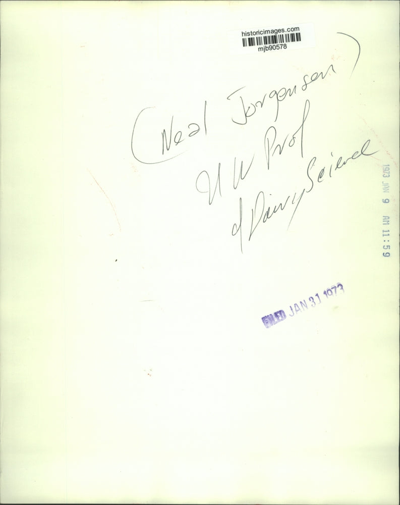 1973 Press Photo Neal Jorgensen, UW Professor of Dairy Science - mjb90578