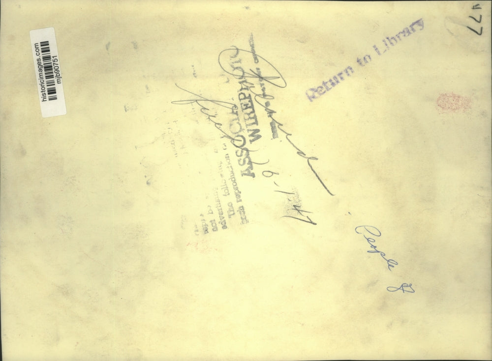 1947 Press Photo Line Of Polish Pilgrims In Countryside With Religious Banners