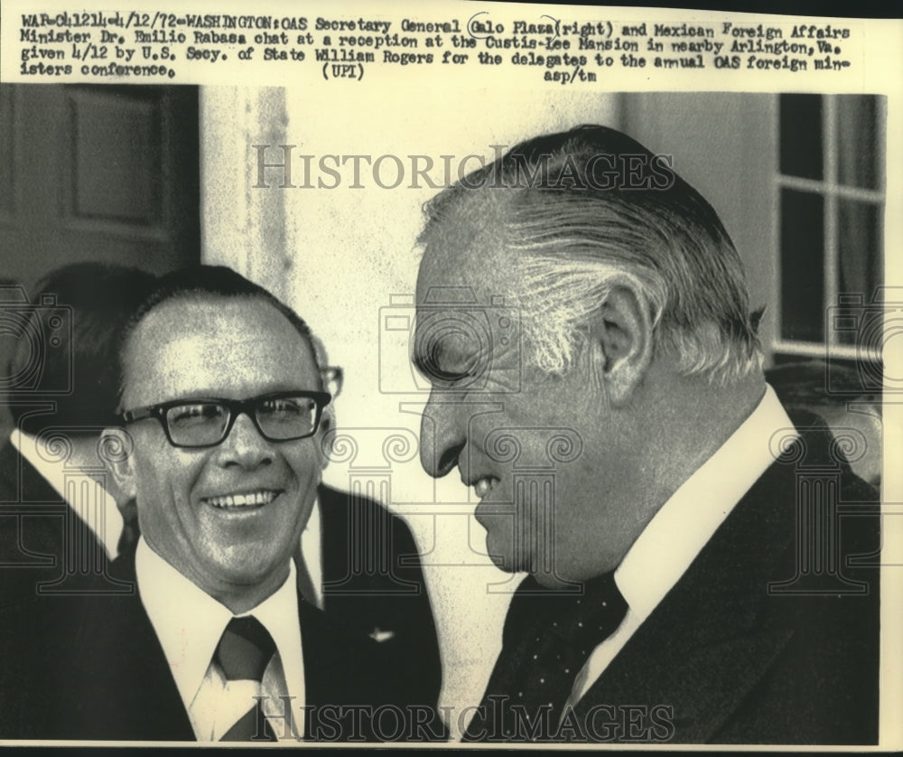 1972 Press Photo General Galo Plaza And Dr. Emilio Rabasa At Custis-Lee Mansion