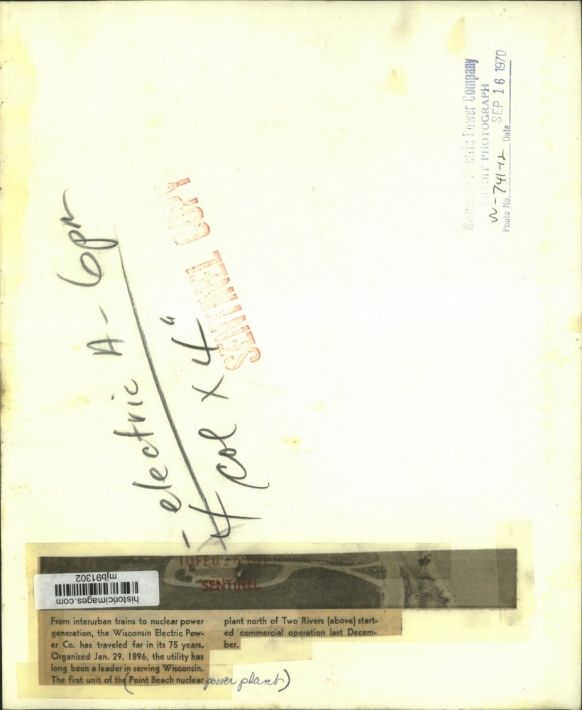 1971 Press Photo Aerial view of the Point Beach Nuclear Power Plant, Two Rivers.