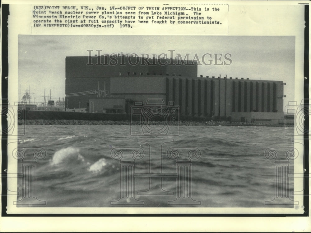 1973 Press Photo The view of Point Beach Nuclear Power Plant from Lake Michigan.- Historic Images