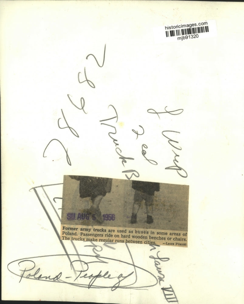 1956 Press Photo Passengers Ride In Former Army Trucks/ Buses In Poland