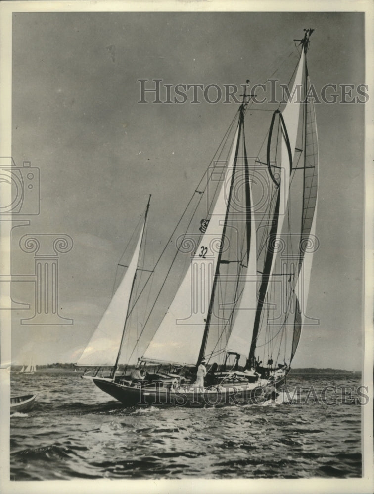 1936 Press Photo This 72-foot ocean racing schooner is the Vamarie - mjb91524- Historic Images