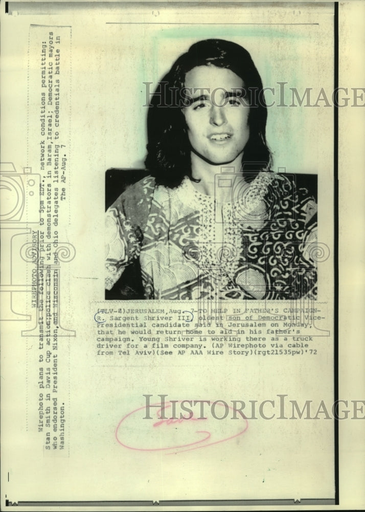 1972 Press Photo R. Sargent Shriver III, son of Vice-Presidential candidate