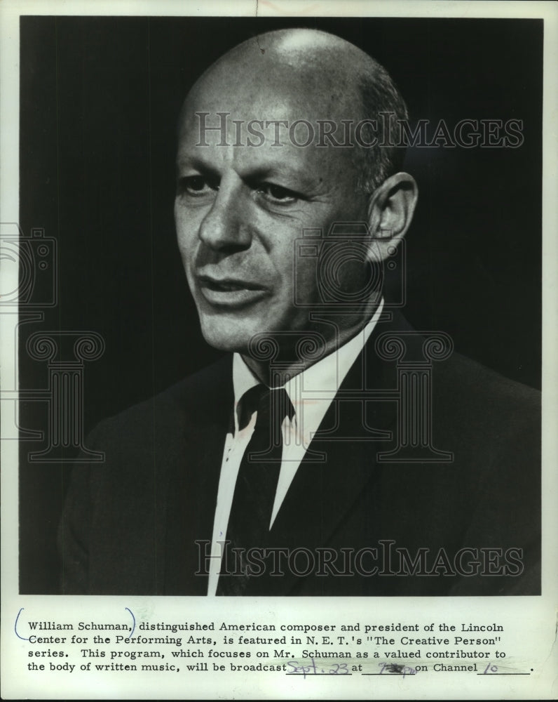 1965 Press Photo William Schuman Composer & Pres. of Center for Performing Arts- Historic Images