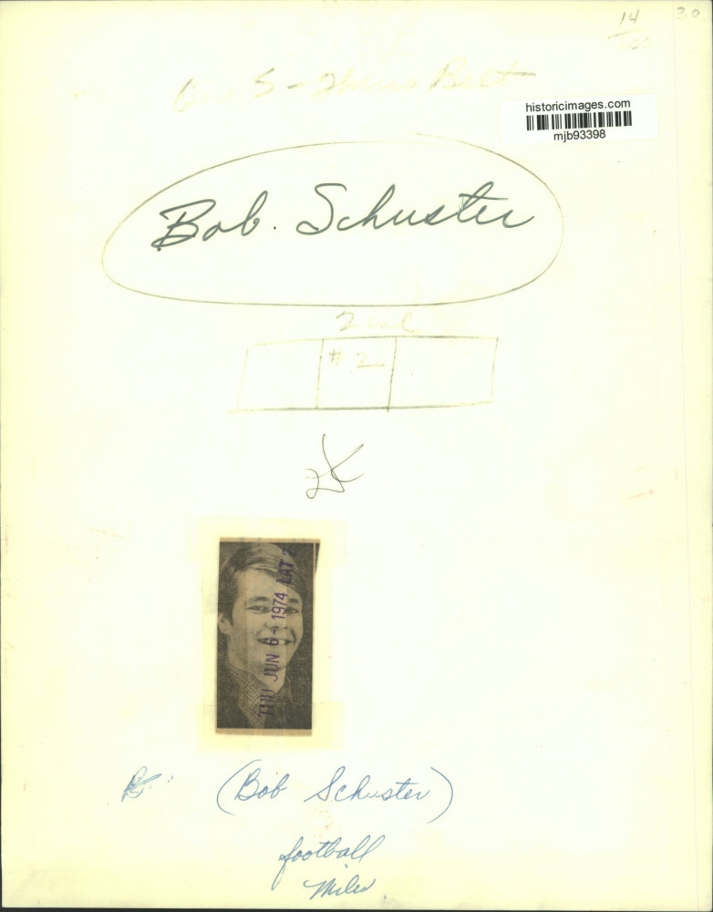 1974 Press Photo Milwaukee, Wisconsin football player Bob Schuster - mjb93398