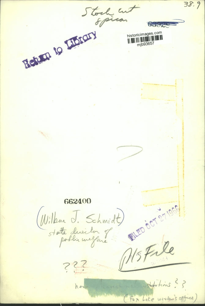 1966 Press Photo Wilbur J. Schmidt, state director of public welfare - mjb93657