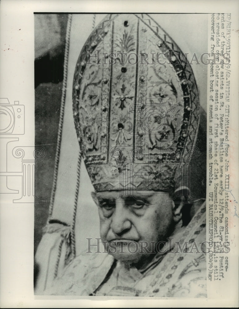 1962 Press Photo Pope John XXIII, canonization ceremonies at St Peters Basilica- Historic Images