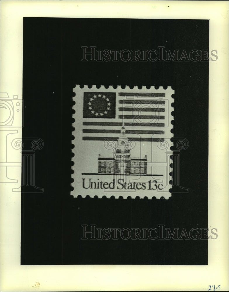 1975 Press Photo A 13-cent U.S. postage stamp featuring Liberty Hall - mjb94245
