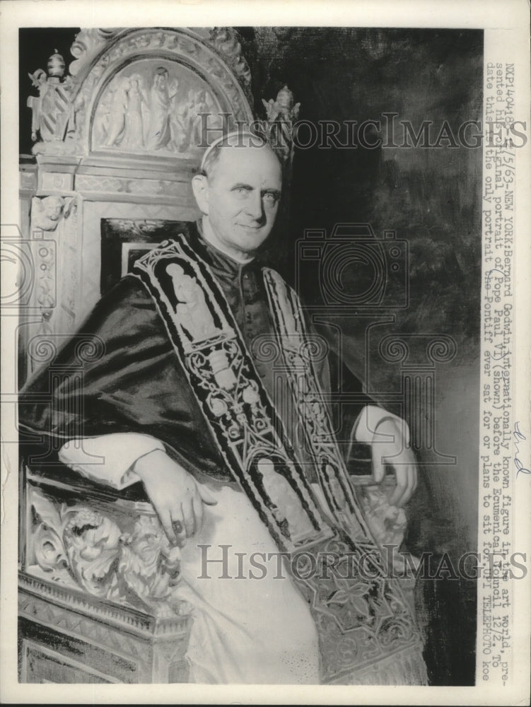 1963 Press Photo Portrait of Pope Paul IV by Godwin, presented in New York