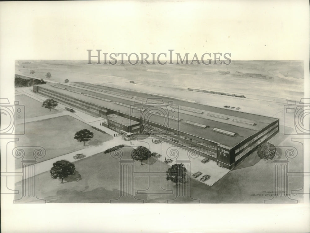 1954 Press Photo An architectural aerial view of Ryerson Steel. - mjb95746- Historic Images