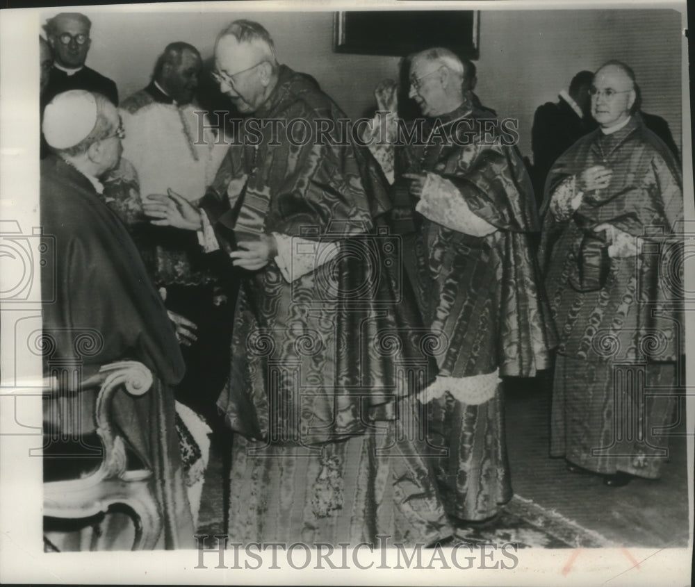 1953 Press Photo Respects to Pope Pius paid by three American church dignitaries- Historic Images