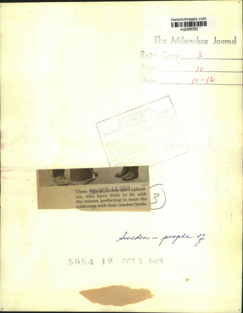 1968 Press Photo Laplander man & child visit Kiruna, Sweden - mjb98082