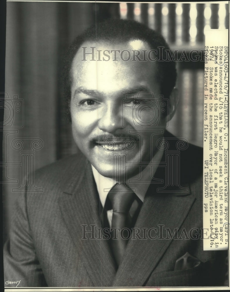 1971 Press Photo Cleveland Mayor, Carl B Stokes - mjb98349