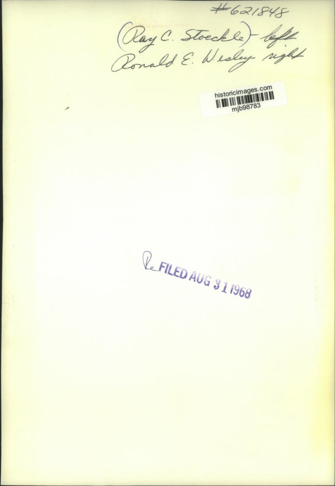 1968 Press Photo Ray C, Stoeckle (left) and Ronald E. Wesley (right) - mjb98783