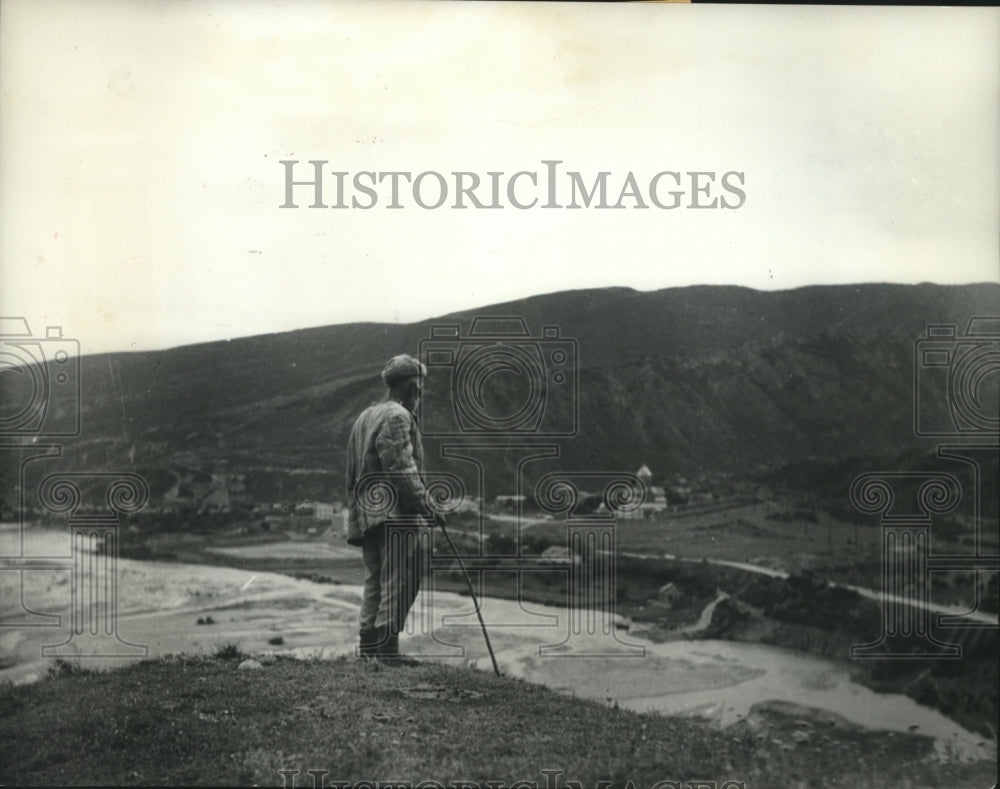 1952 Press Photo Goatherd pursues his charges over ancient Georgia- Historic Images