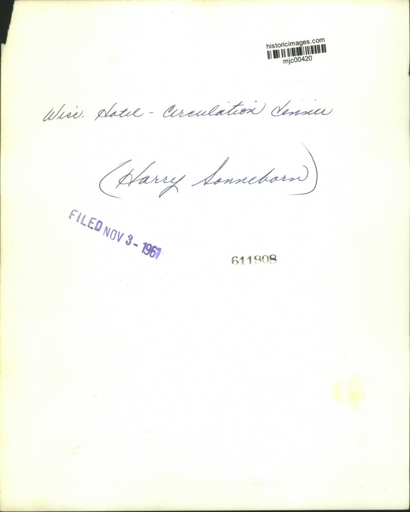 1961 Press Photo Wisconsin hotel, circulation dinner, Harry Sonneborn