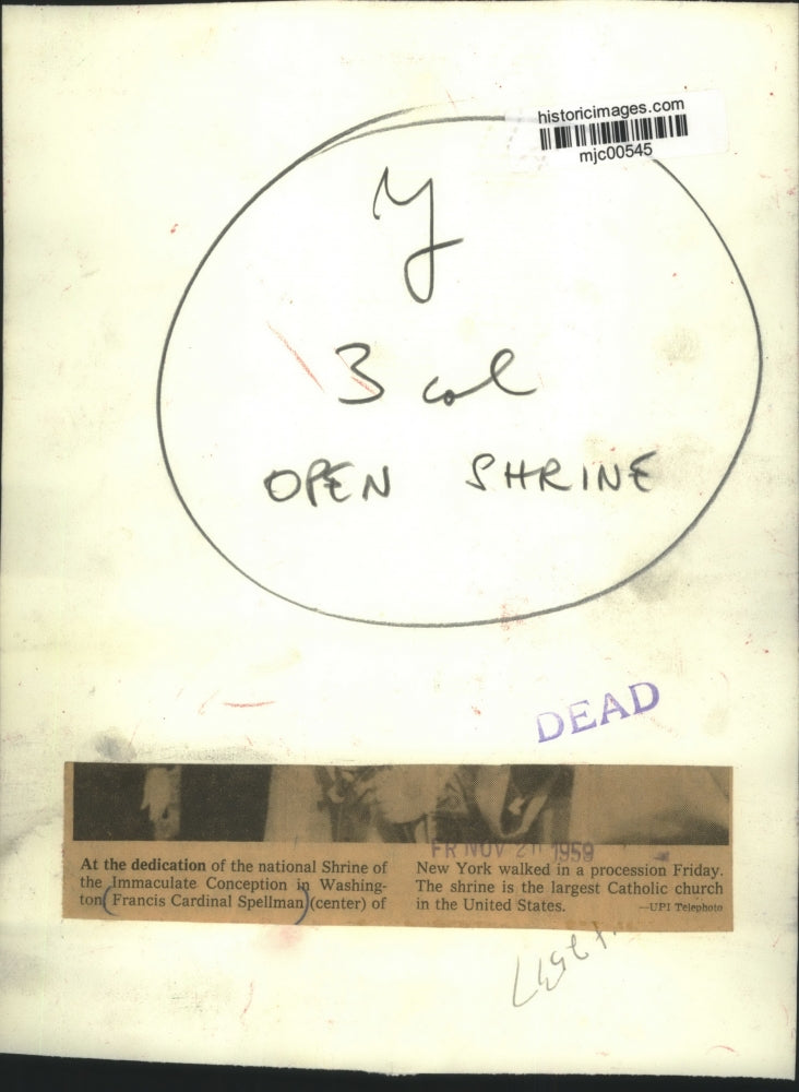 1959 Press Photo Dedication of Shrine of the Immaculate Conception in Washington