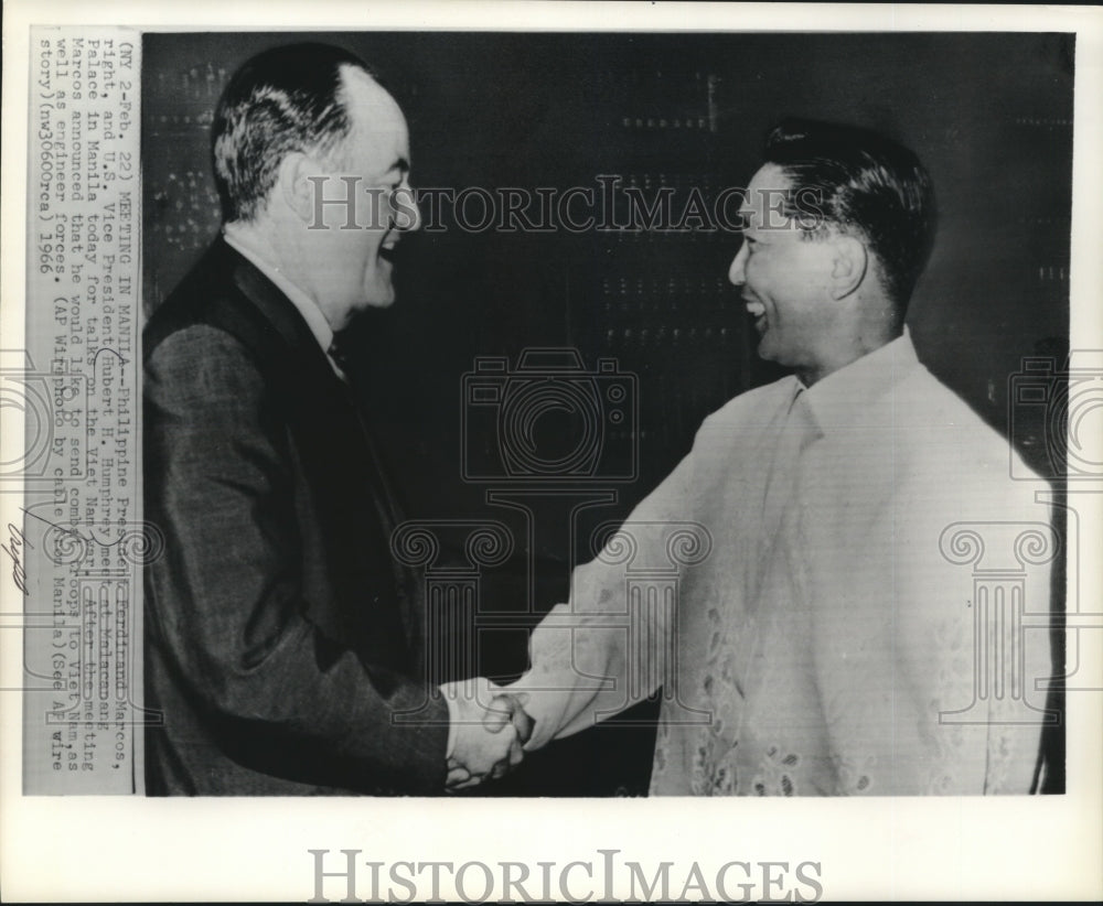 1966 Press Photo Philippine President Ferdinand Marcos, Vice President Humphrey- Historic Images