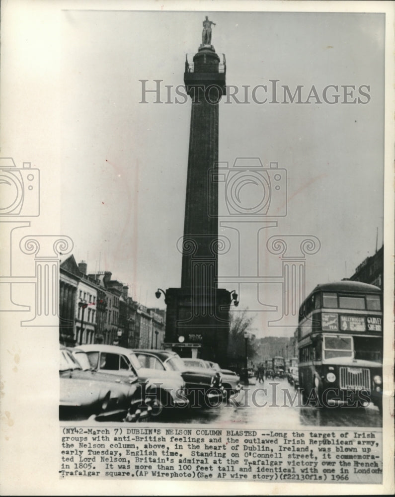 1966 Press Photo Ireland&#39;s famed monument, Admiral Nelson&#39;s Column in Dublin- Historic Images