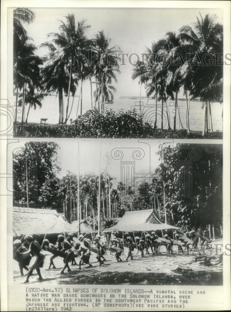 1942 Press Photo Native War Dance In Solomon Islands - mjc03019- Historic Images