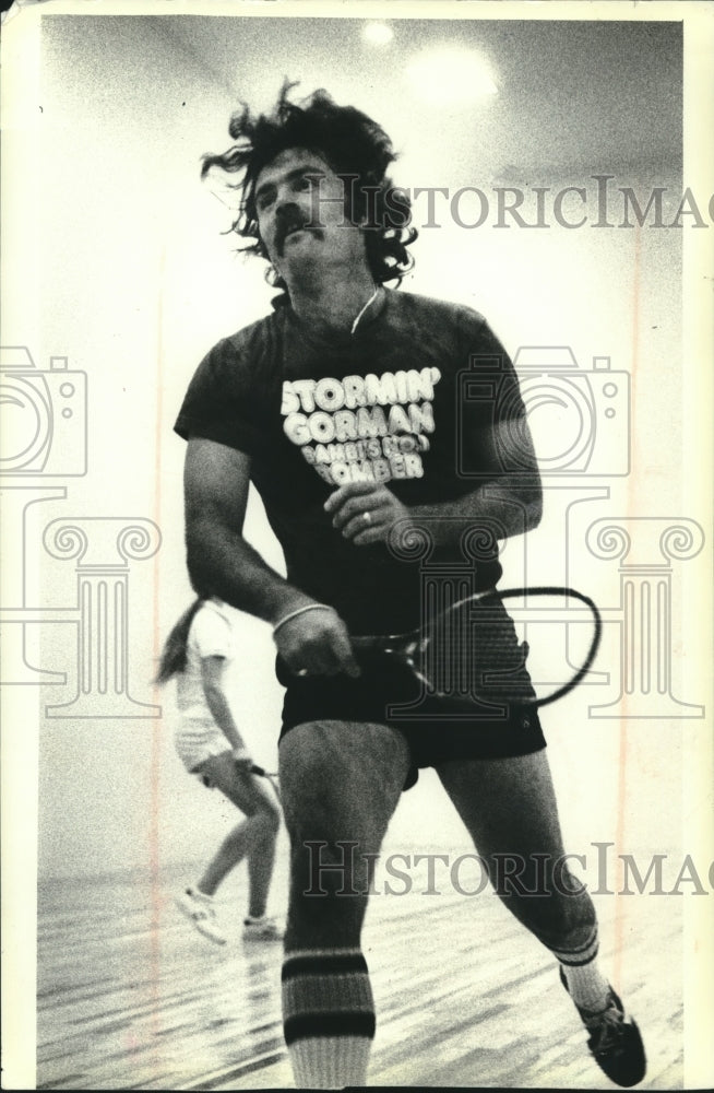 1979 Press Photo Thomas and Schmidt play in racquetball exhibition, Kohler- Historic Images