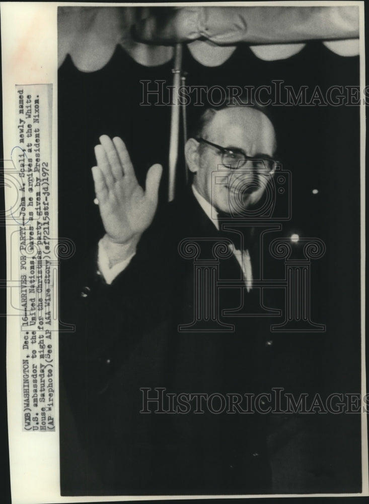 1972 Press Photo John Scali, United Nations ambassador arrives at White House- Historic Images