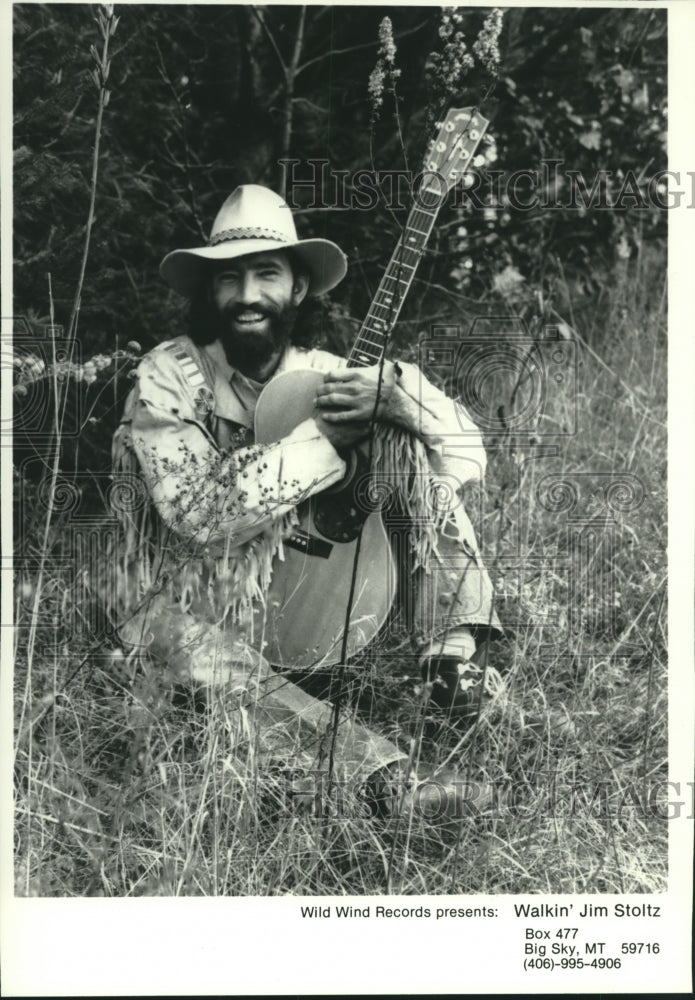 1991 Press Photo Jim Stoltz-wrote songs about 17,000 mile hike of North America- Historic Images