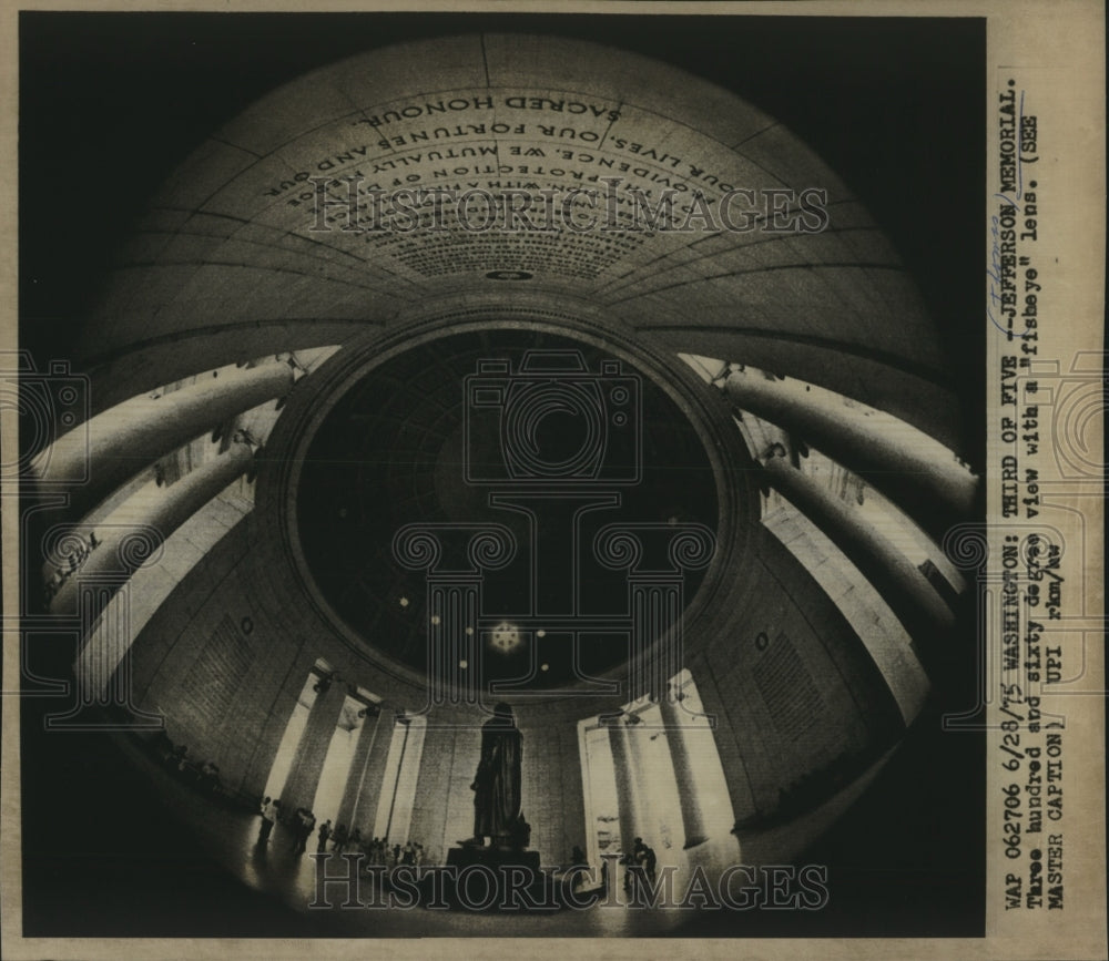 1975 Press Photo Jefferson Memorial view with a &quot;fisheye lens&quot; Washington- Historic Images