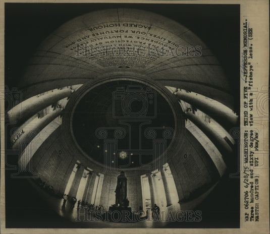 1975 Press Photo Jefferson Memorial view with a "fisheye lens" Washington- Historic Images