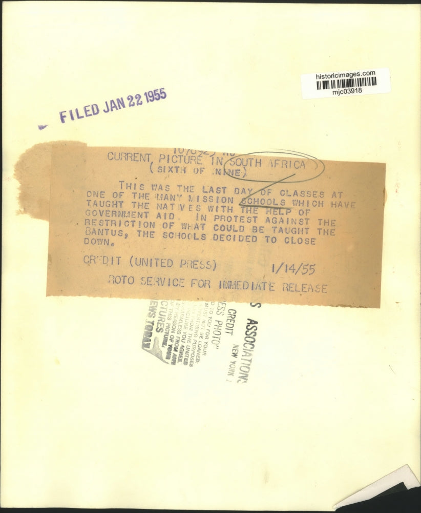 1955 Press Photo Students at mission school in South Africa - mjc03918