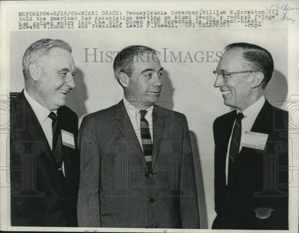 1965 Press Photo Pennsylvania Governor William Scranton attends meeting in Miami- Historic Images