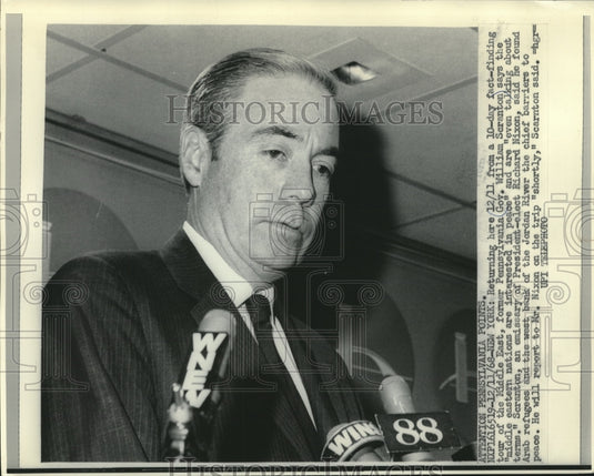 1968 Press Photo Former Governor William Scranton speaks in New York- Historic Images