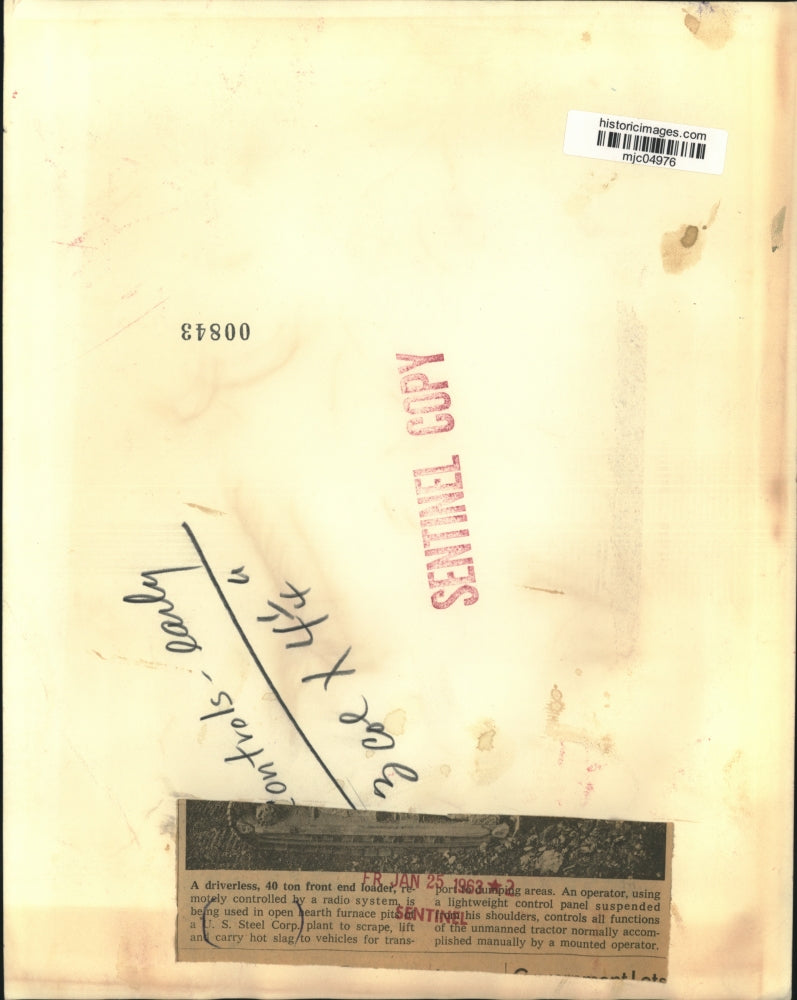 1963 Press Photo 40 ton front end loader, Untied States Steel Company