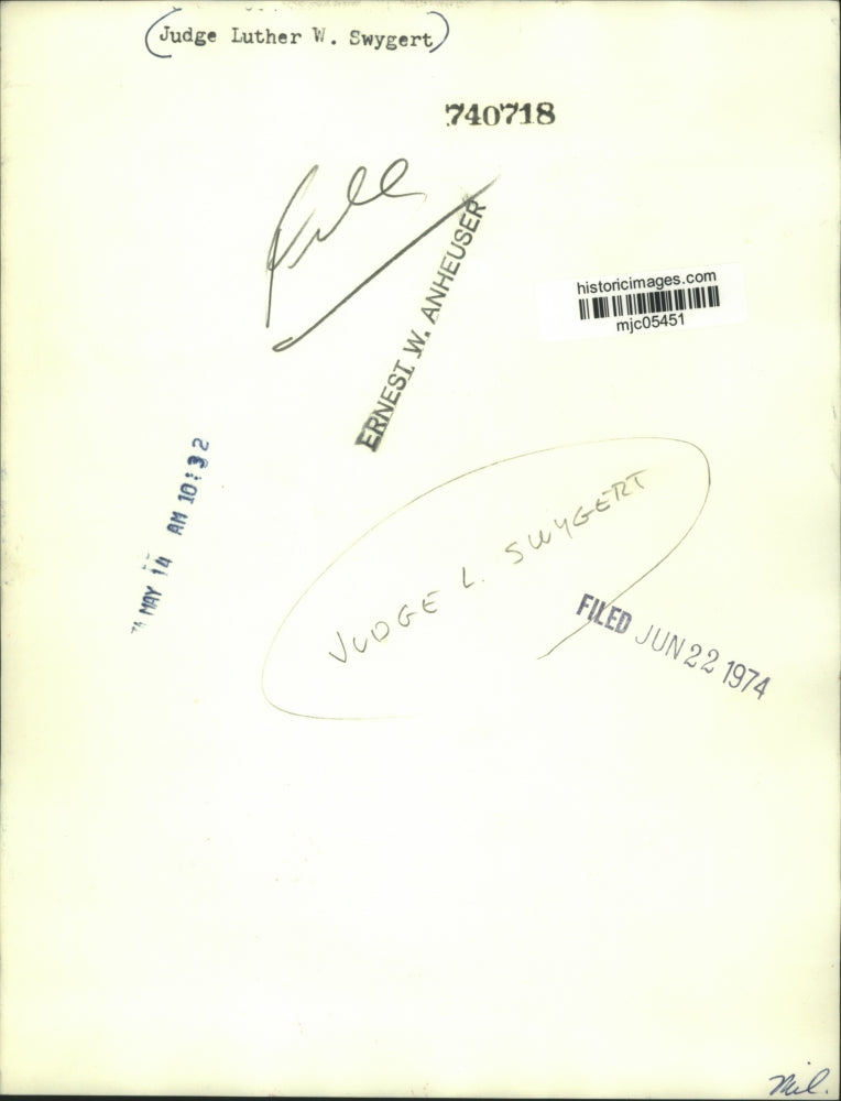 1974 Press Photo Judge Luther W. Swygert - mjc05451