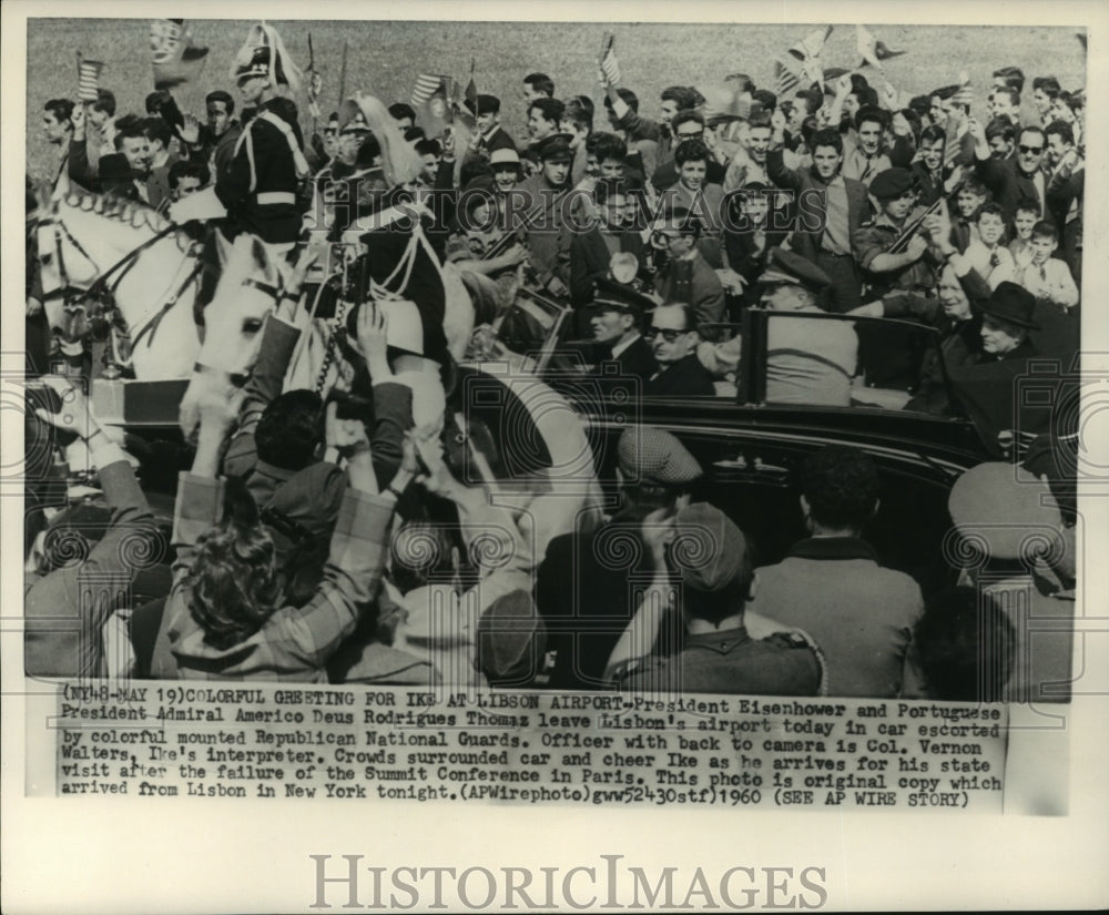 1960 Press Photo President Eisenhower And Portuguese President Leave Lisbon- Historic Images