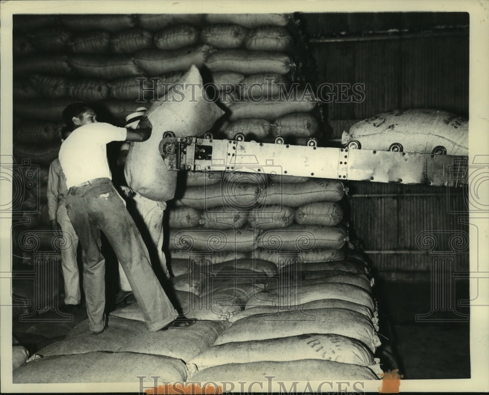 1938 Press Photo Sugar production aided by machine in Puerto Rico - mjc08086- Historic Images
