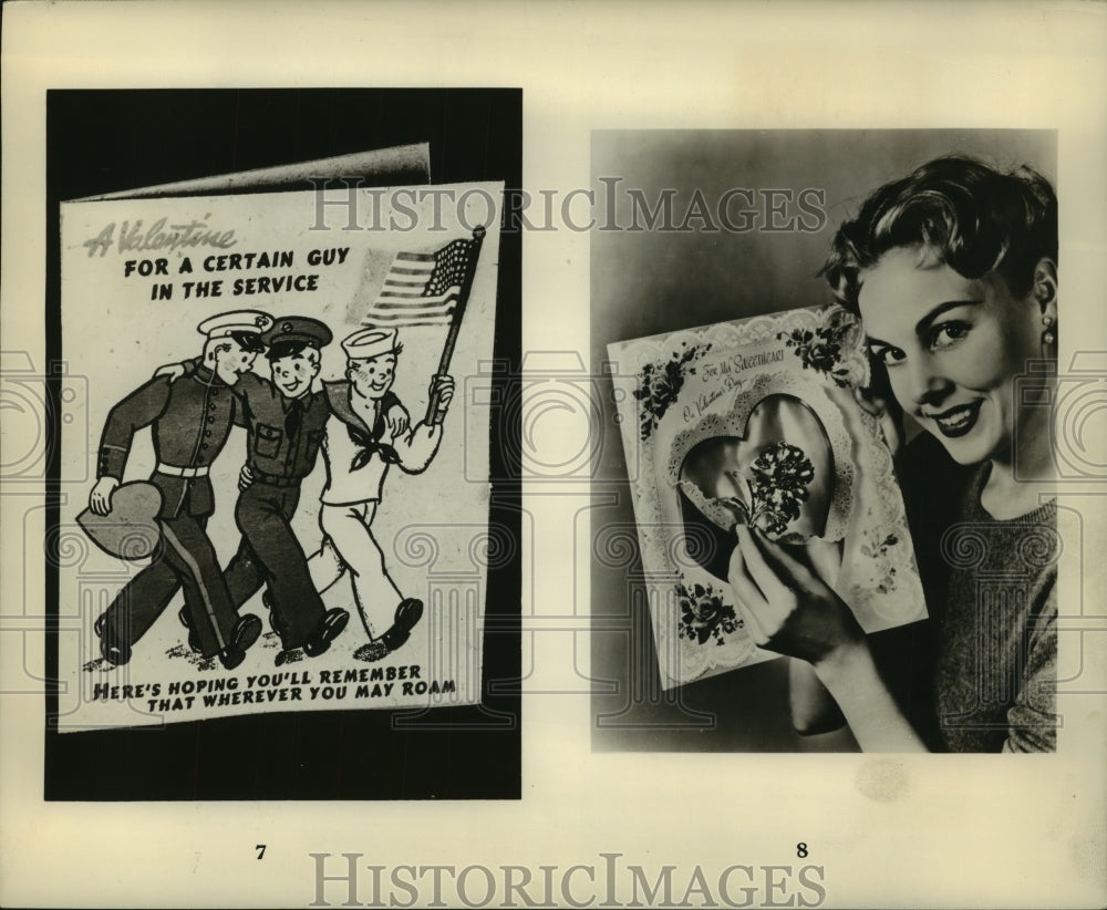 1953 Press Photo Valentines from World War II and the 1950&#39;s - mjc08469- Historic Images