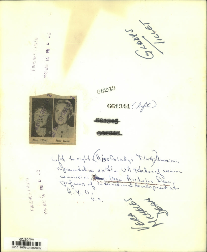 1966 Press Photo American Representative Gladys Tillett and Professor Vera Dean