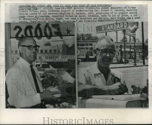 1968 Press Photo Former Employers of Man Accused of Assassinating Robert Kennedy- Historic Images