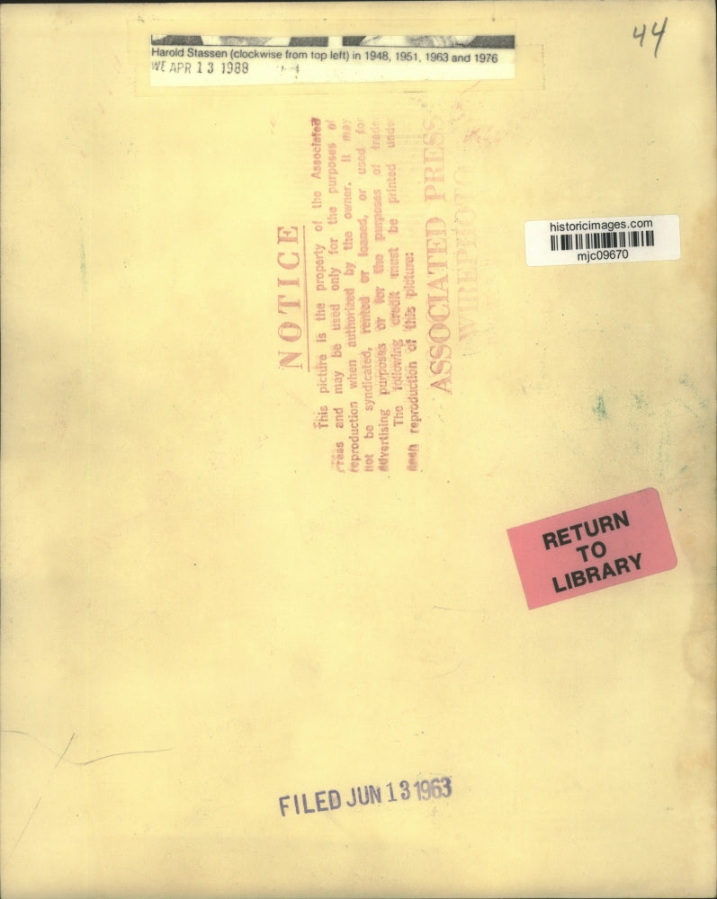 1963 Press Photo Harold E. Stassen at nuclear test ban interview, Pennsylvania